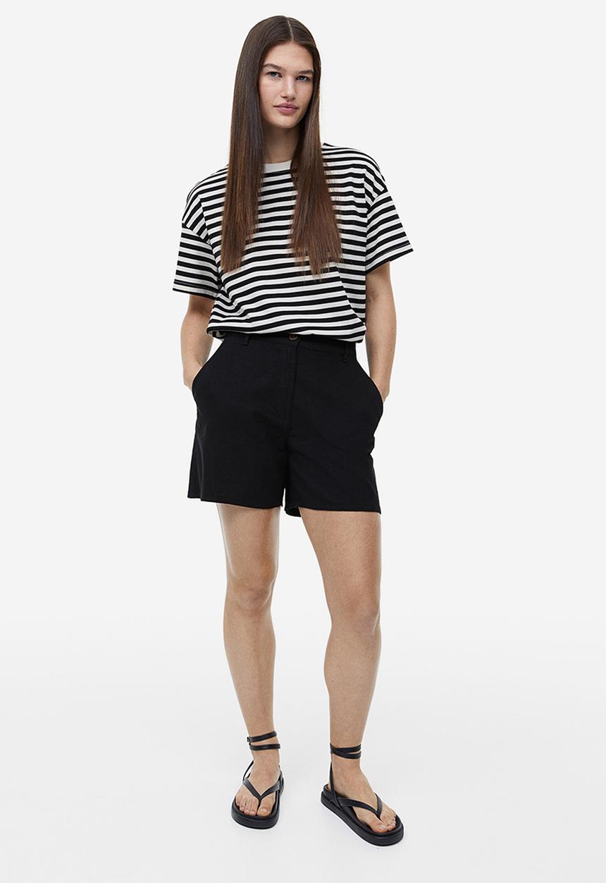H&M - Linen-blend shorts - black