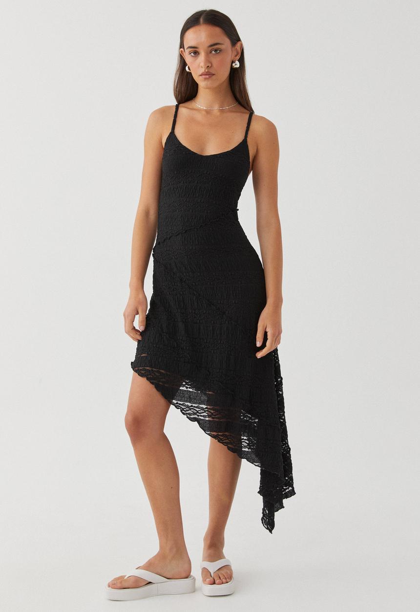 Supré  - Charlie Textured Asymmetrical Maxi Dress - Black