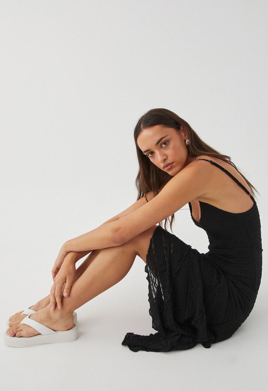 Supré  - Charlie Textured Asymmetrical Maxi Dress - Black