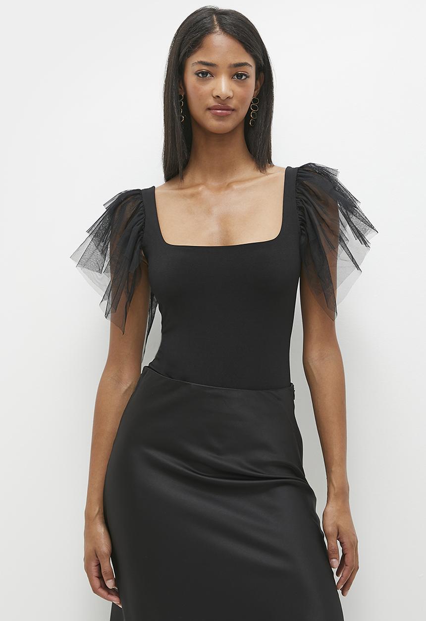 Superbalist - Ruffle sleeve bodysuit - black 