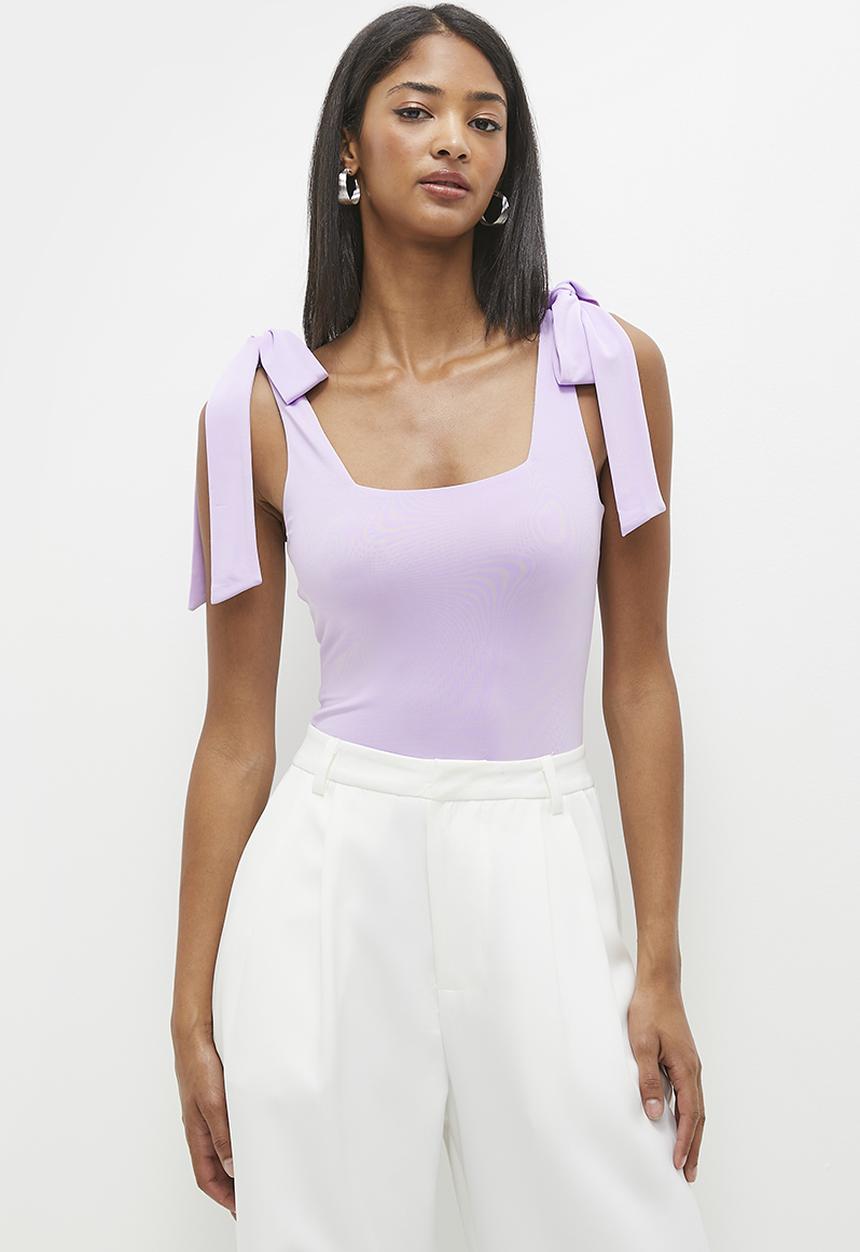 MILLA - Easy shoulder tie bodysuit - lilac