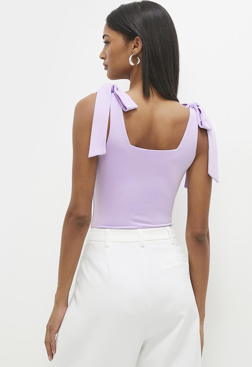 MILLA - Easy shoulder tie bodysuit - lilac