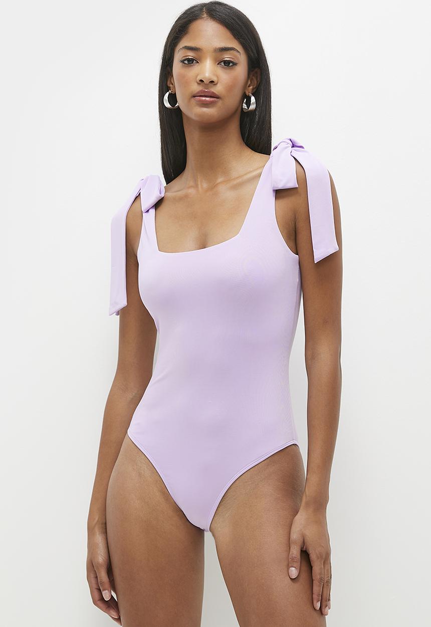 MILLA - Easy shoulder tie bodysuit - lilac