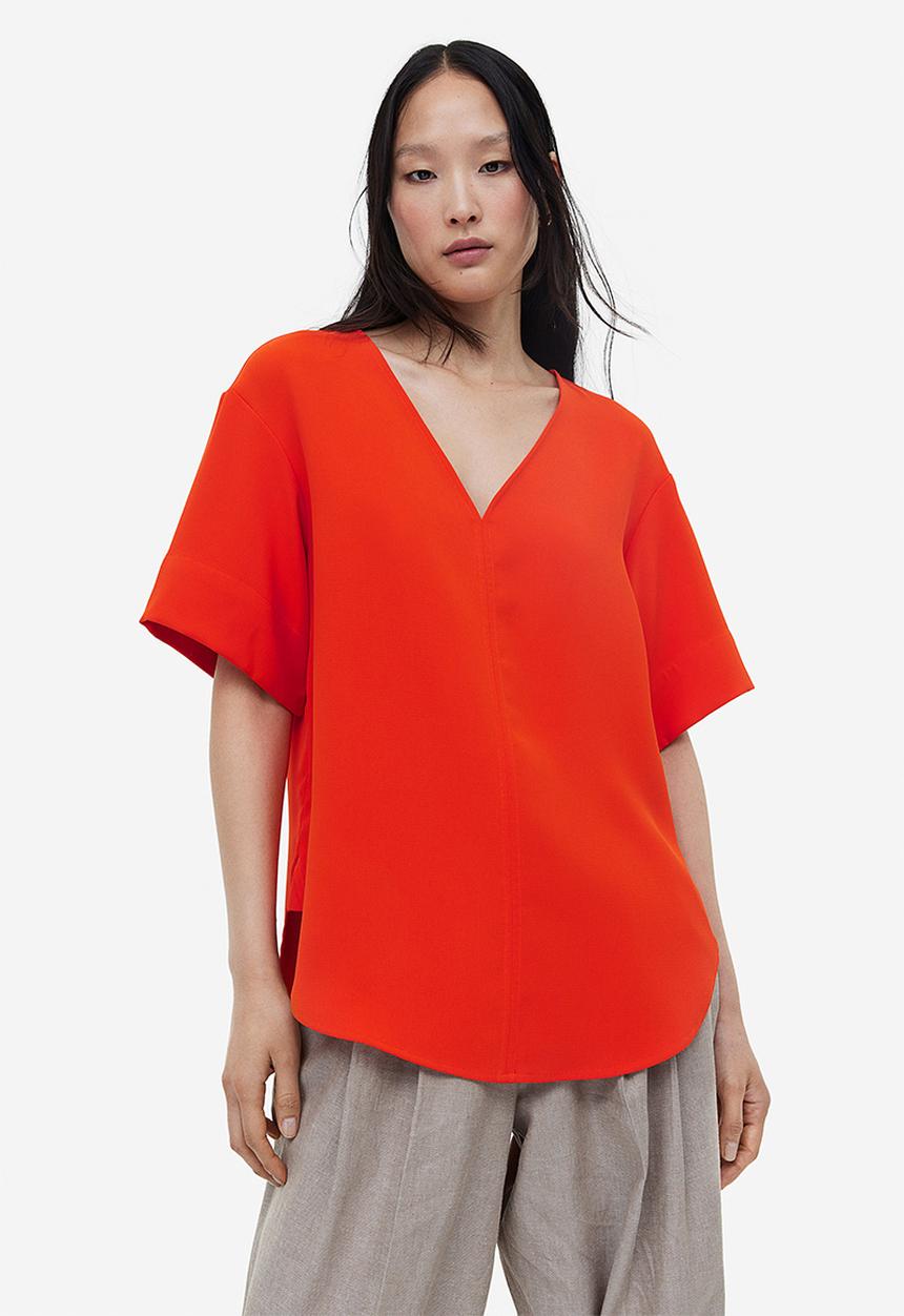 H&M - V-neck top - red