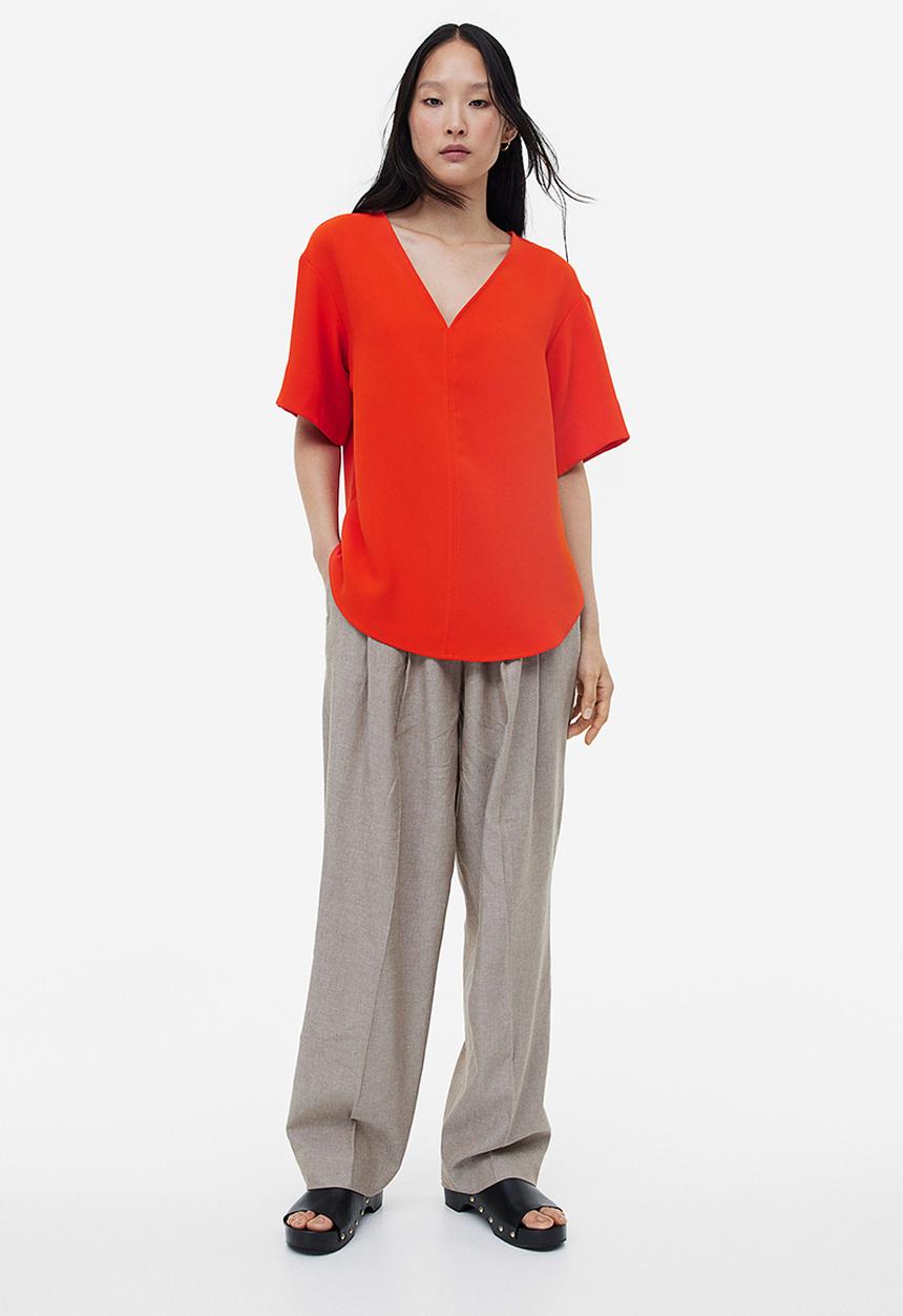H&M - V-neck top - red