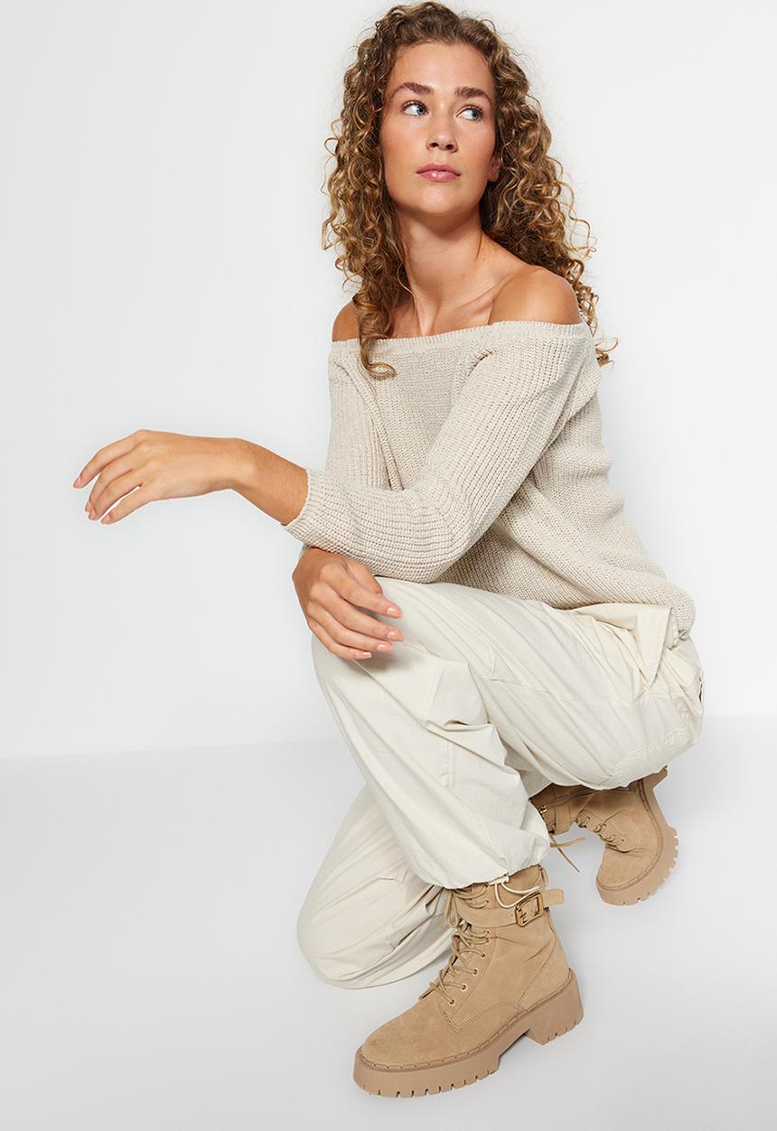 Trendyol - Carmen collar sweater - stone