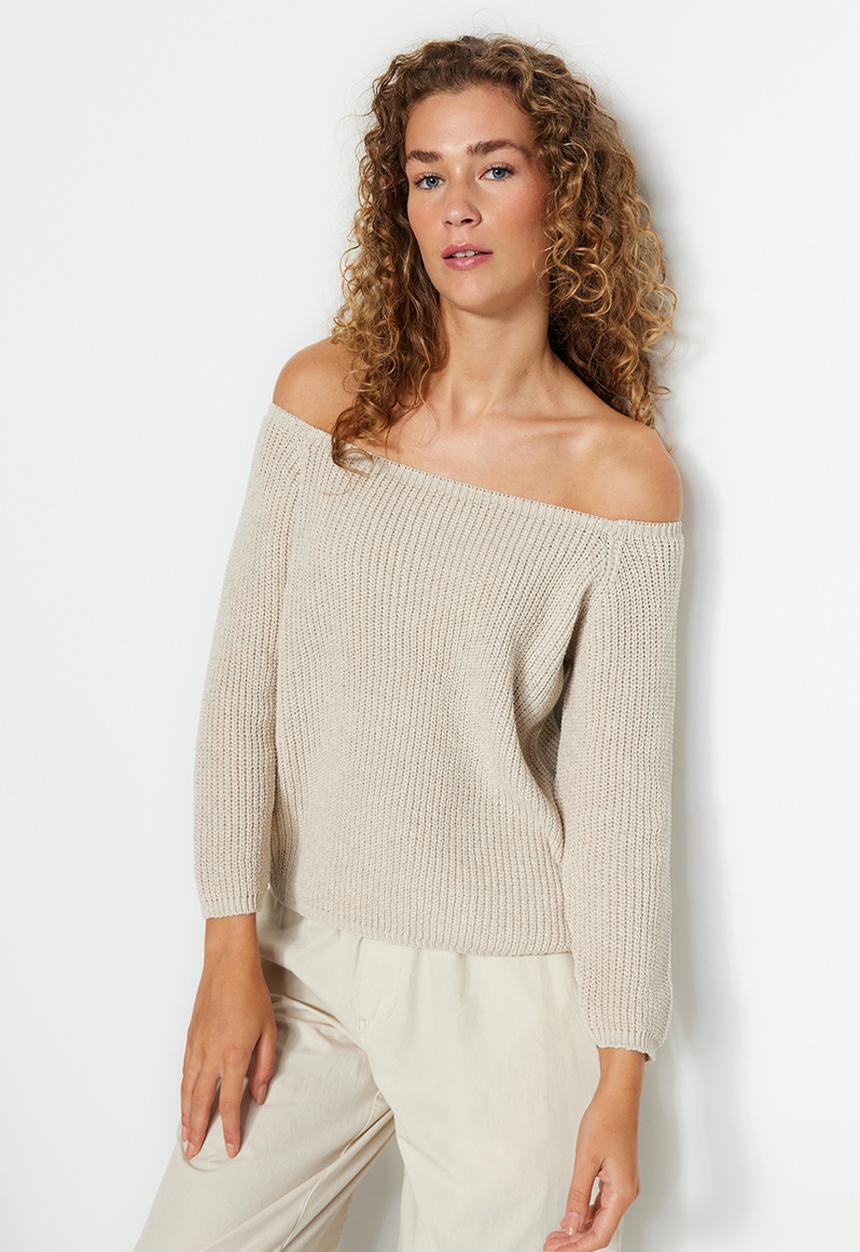 Trendyol - Carmen collar sweater - stone