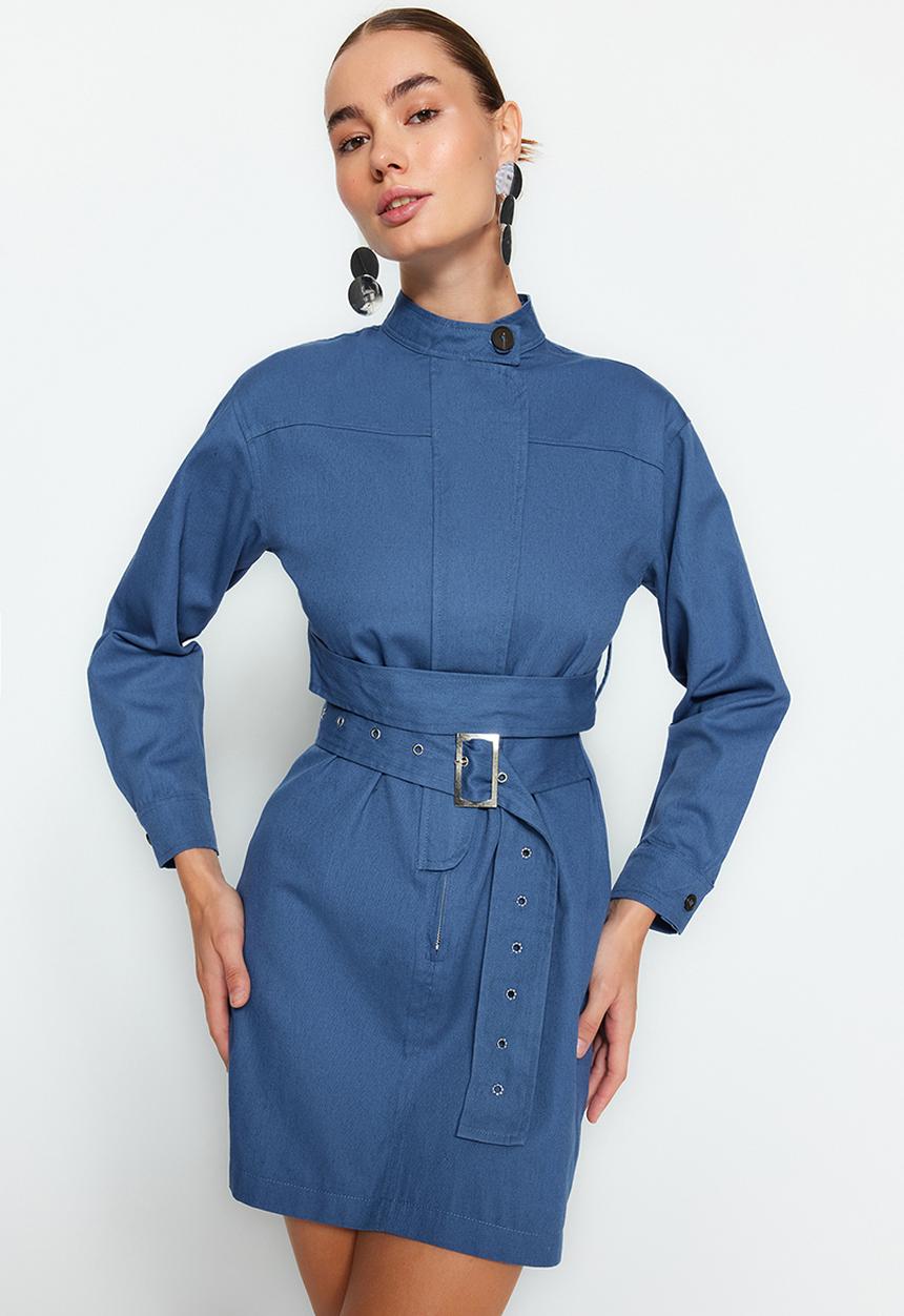 Trendyol - Belted mini dress - indigo