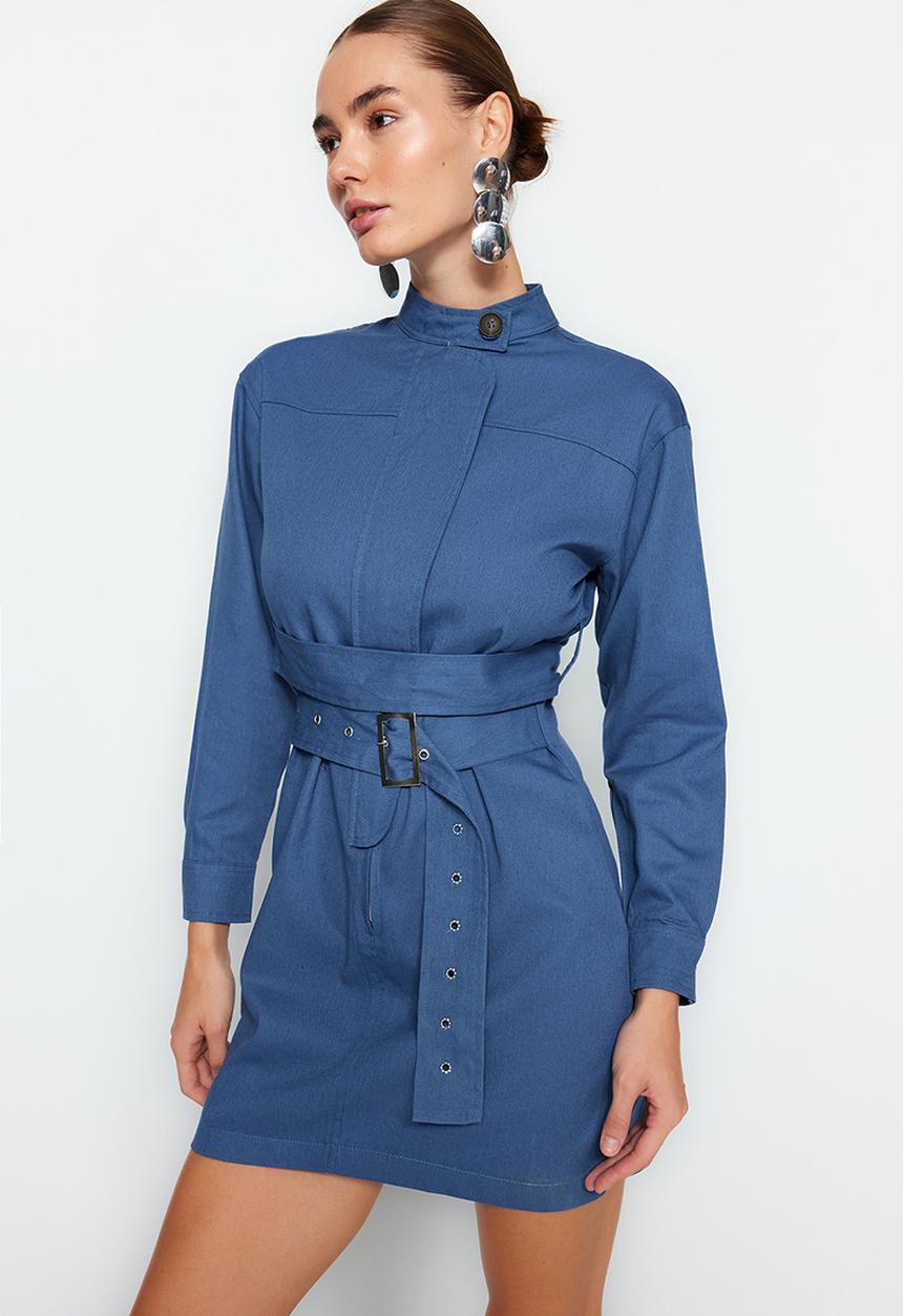 Trendyol - Belted mini dress - indigo