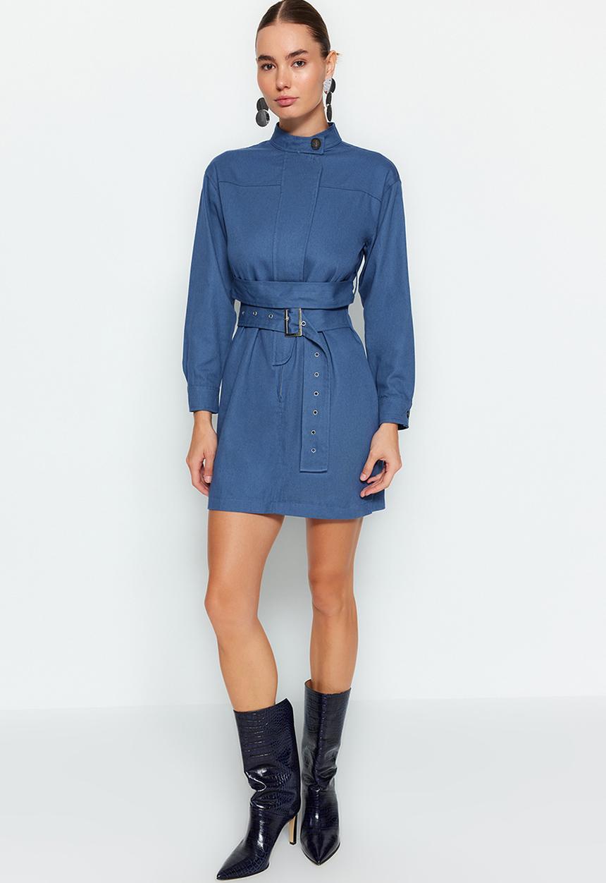 Trendyol - Belted mini dress - indigo
