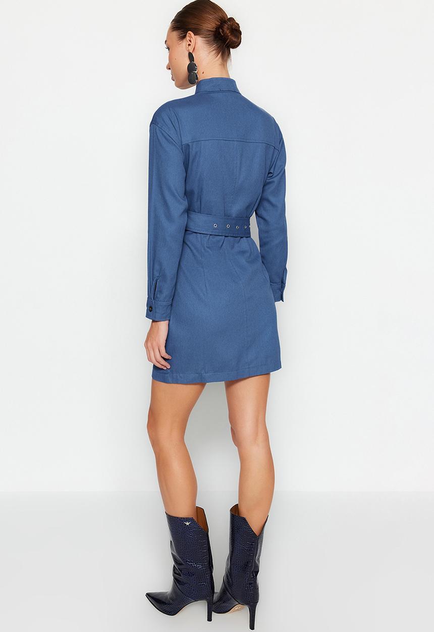 Trendyol - Belted mini dress - indigo