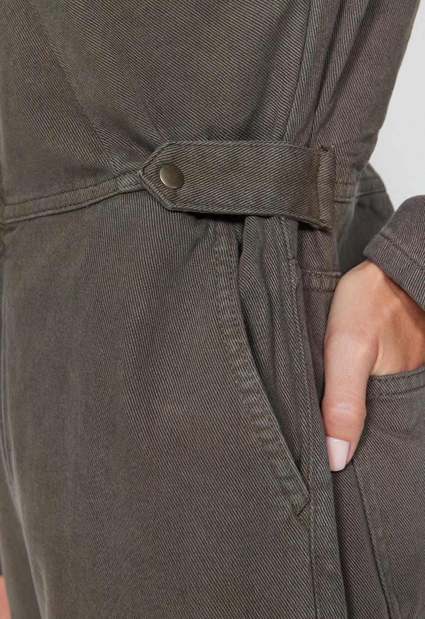 Trendyol - Zipper detail denim overalls - green