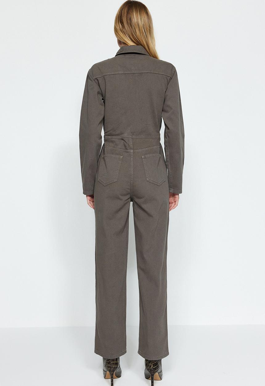 Trendyol - Zipper detail denim overalls - green