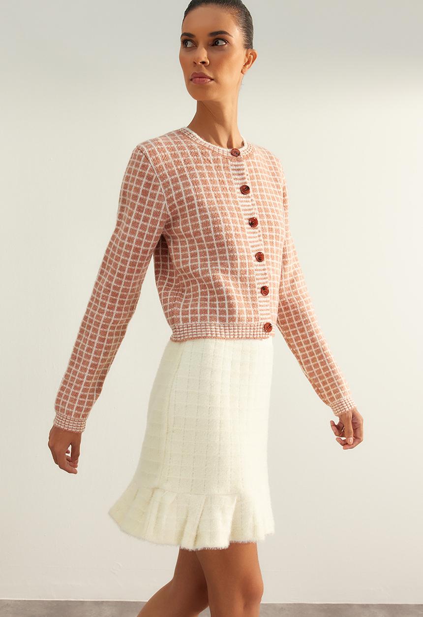Trendyol - Limited edition patterned cardigan - powder