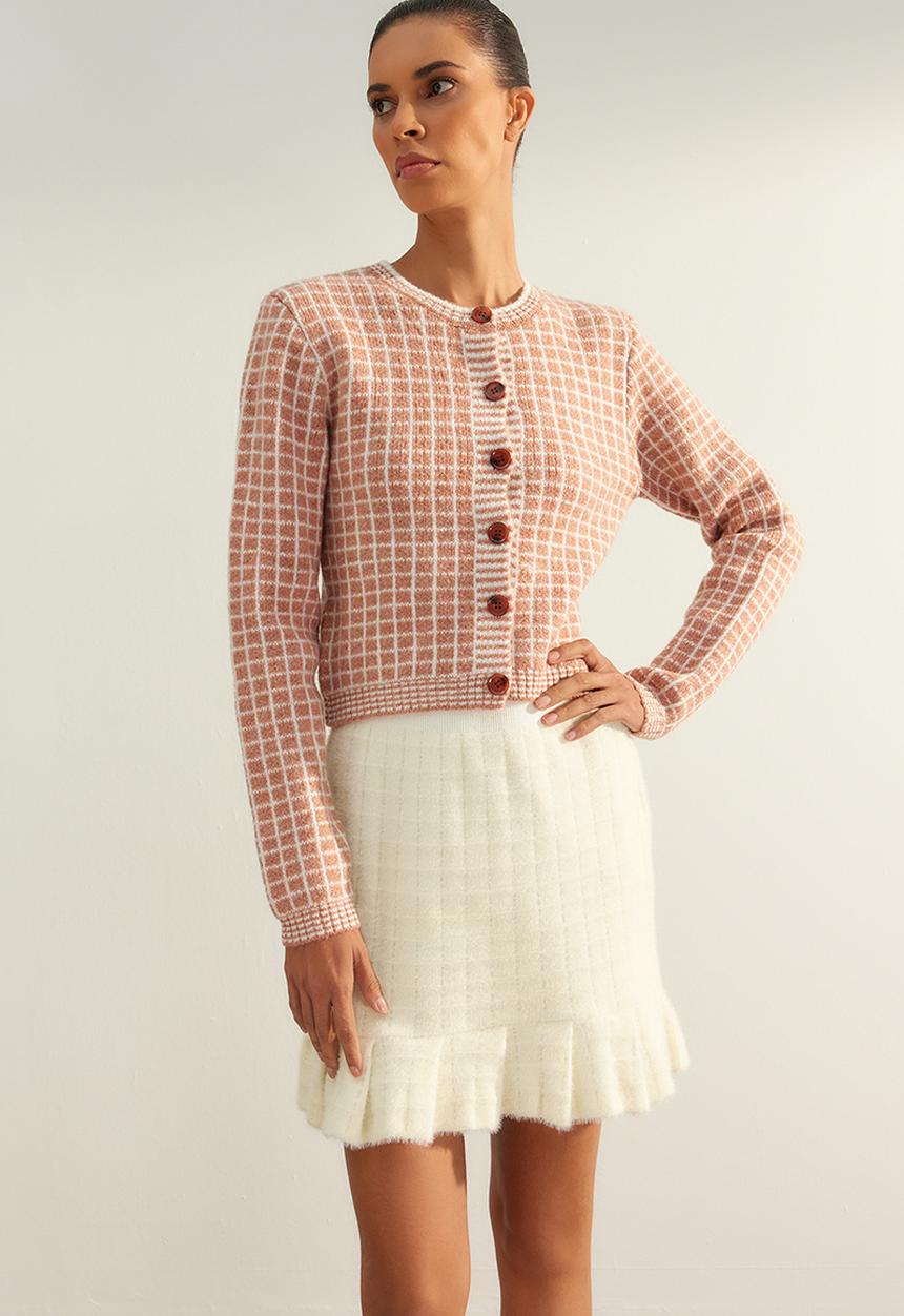 Trendyol - Limited edition patterned cardigan - powder