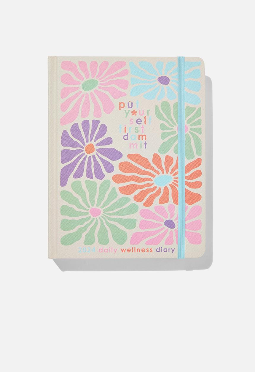 Typo - 2024 small daily wellness siary - floral daisy damnit