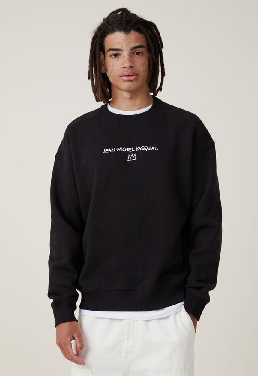Cotton On - Basquiat oversized crew sweater - lcn bsq black dizzy 