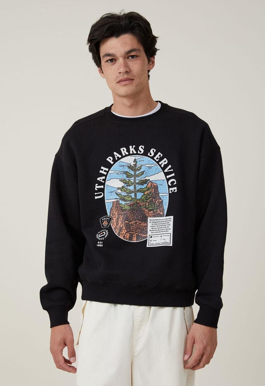 Cotton On - Oversized graphic sweater - black landscapes 