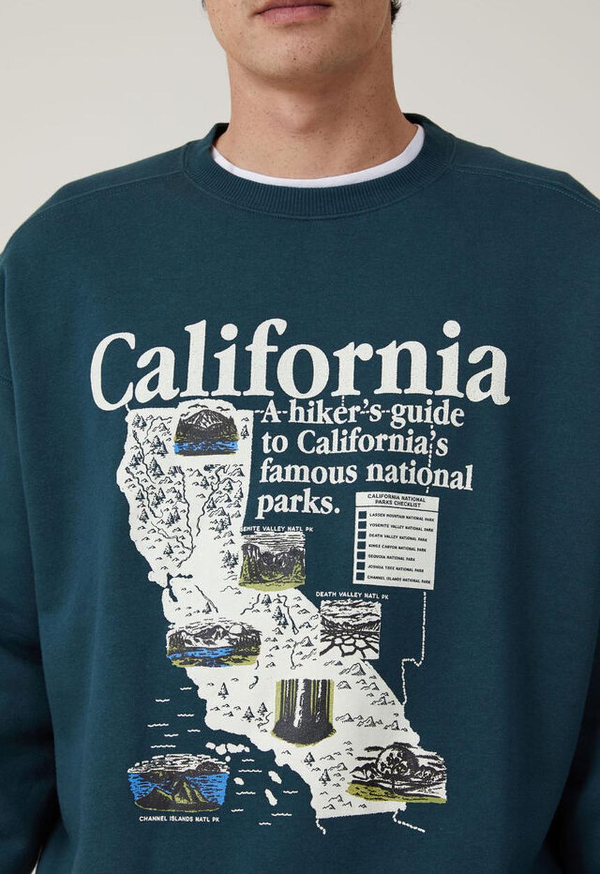Cotton On - Oversized graphic sweater - deep sea teal / california 