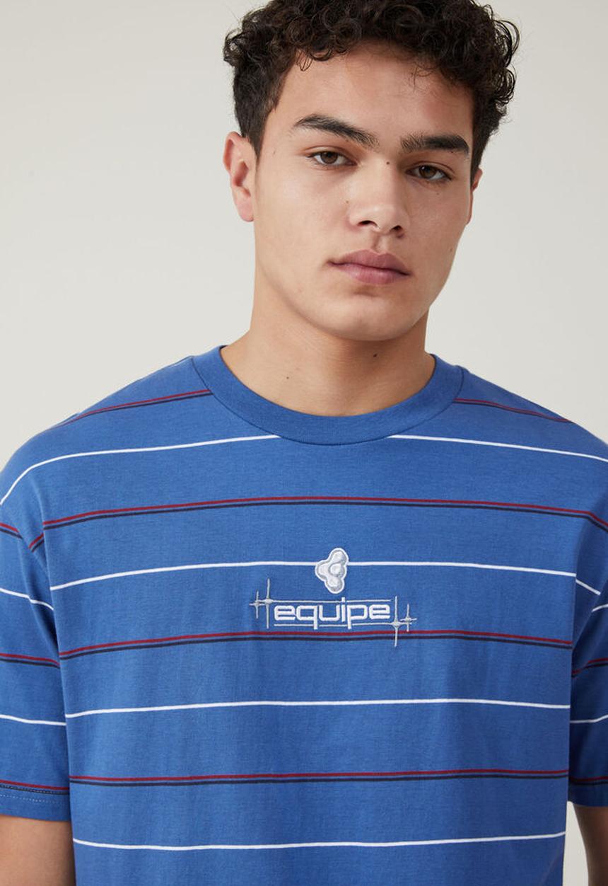 Cotton On - Loose fit stripe t-shirt - royal blue easy stripe / equipe