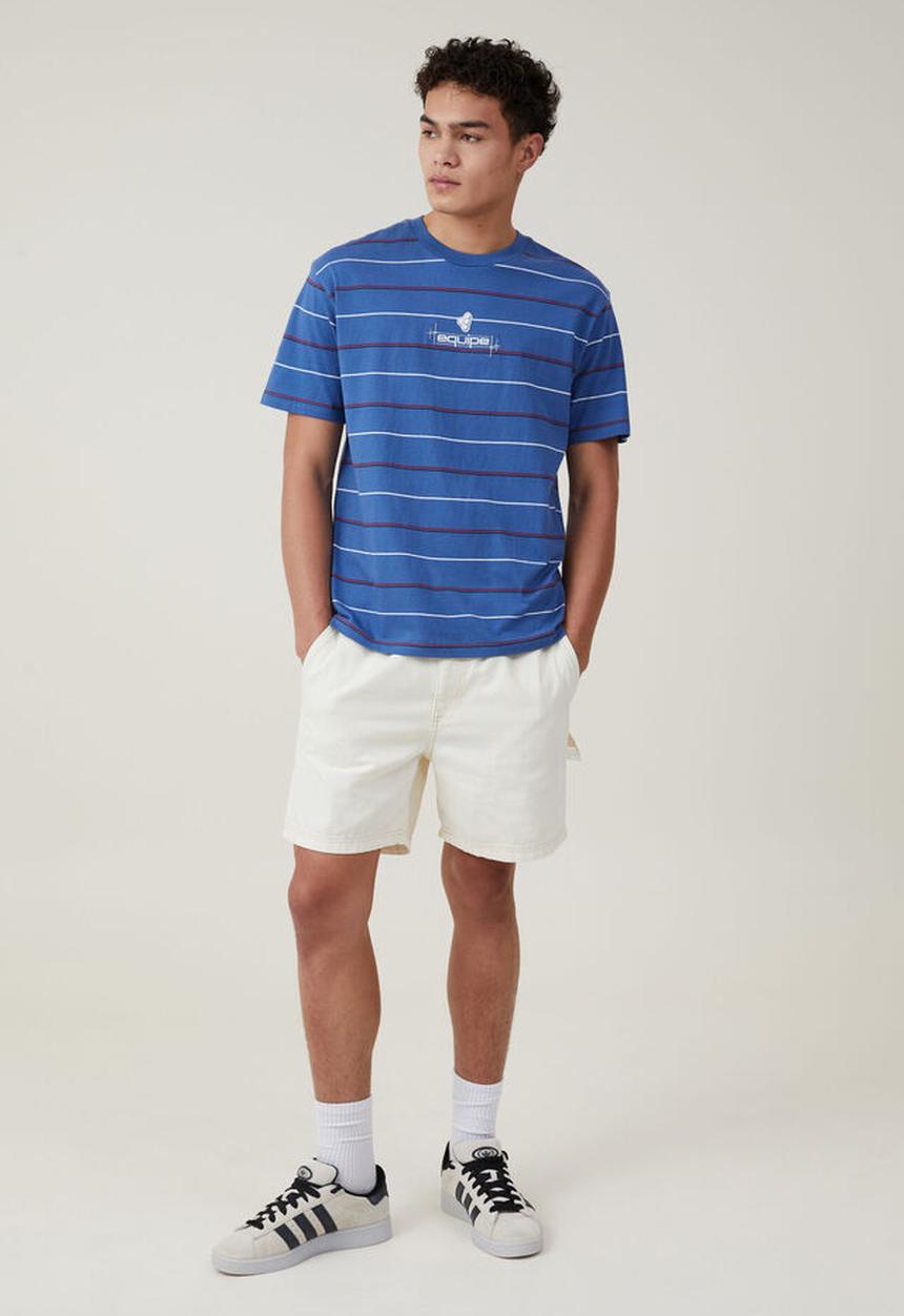 Cotton On - Loose fit stripe t-shirt - royal blue easy stripe / equipe