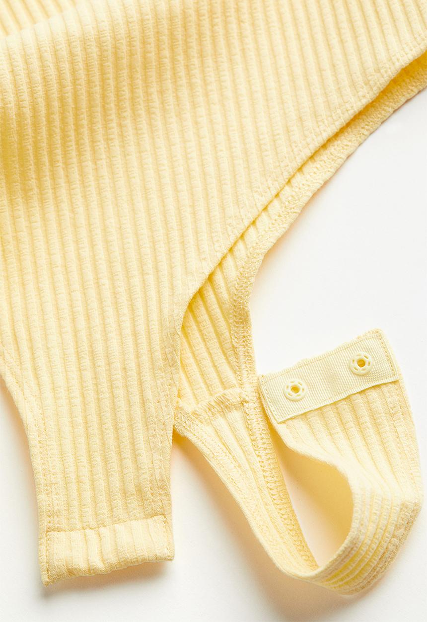 H&M - Ribbed thong body - light yellow