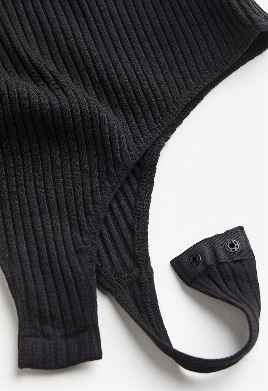 H&M - Ribbed thong body - black