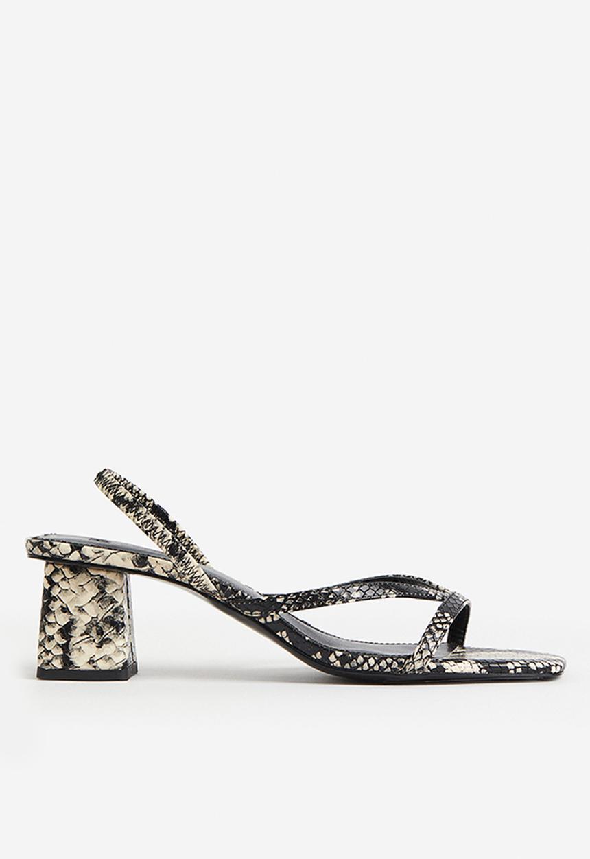 H&M - Heeled sandals - greige snakeskin-patterned