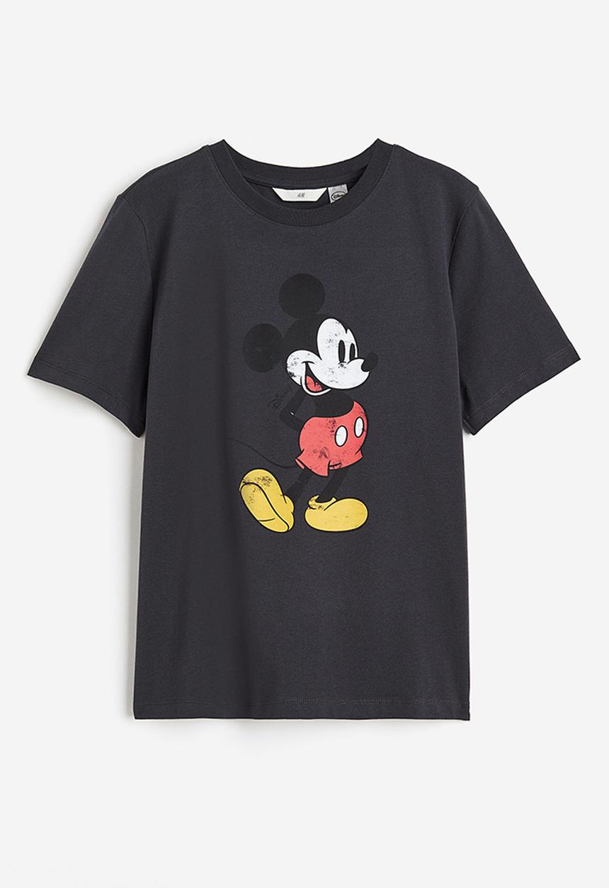 H&M - T-shirt with a motif - dark grey mickey mouse