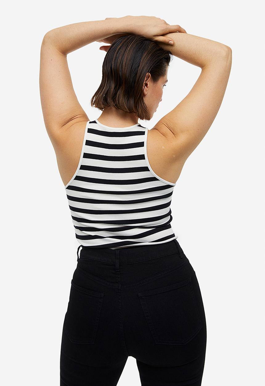 H&M - Ribbed vest top - black & white