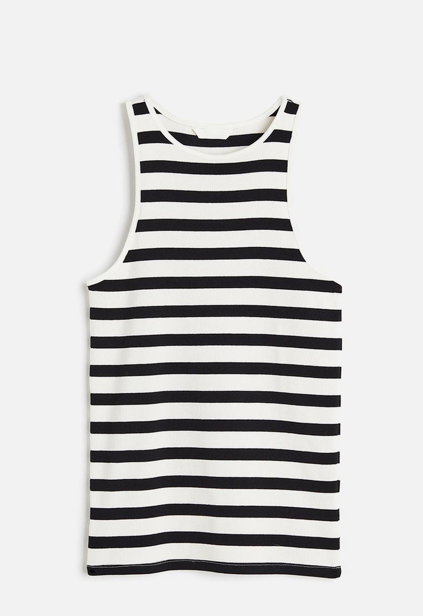 H&M - Ribbed vest top - black & white