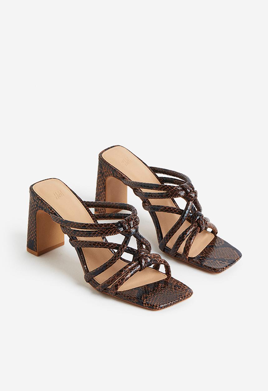 H&M - Square-toe mules - brown snakeskin-patterned