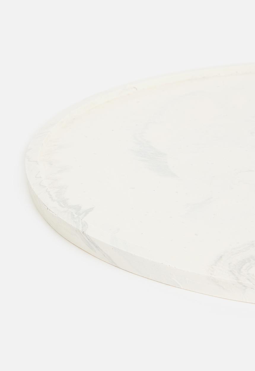 Terrazzo Home - Round serving tray - white marble 