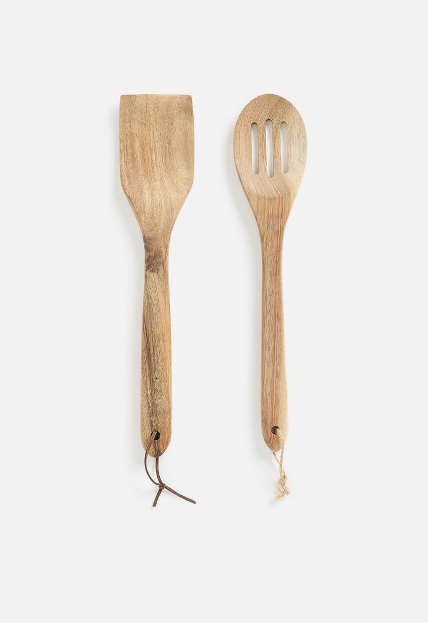 Excellent Houseware - Wooden utensil set of 2 - natural