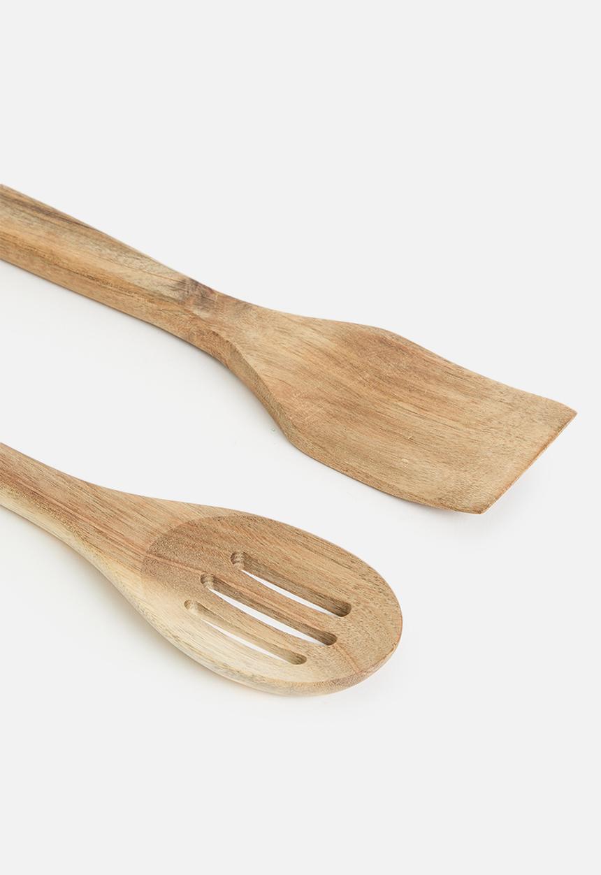Excellent Houseware - Wooden utensil set of 2 - natural