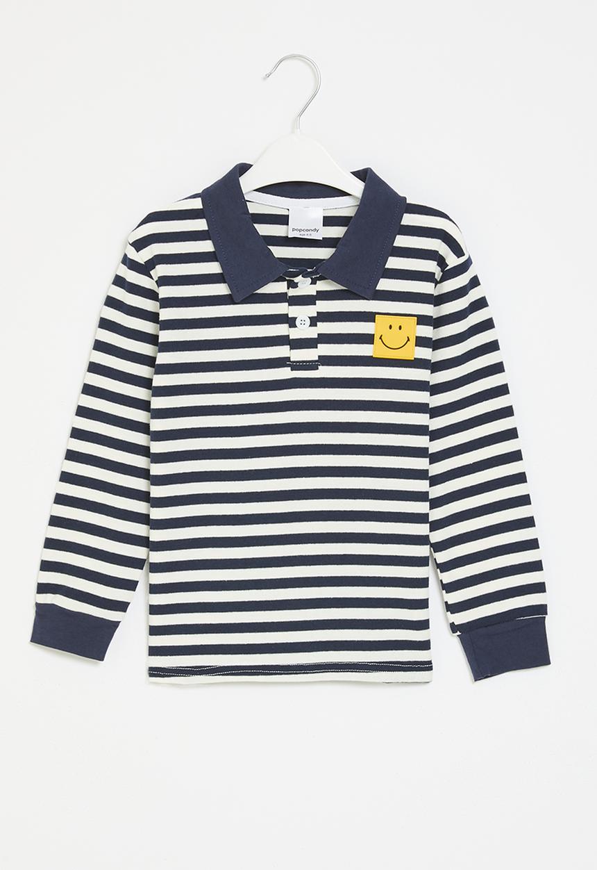 Pop Candy - Striped golf shirt - navy & white
