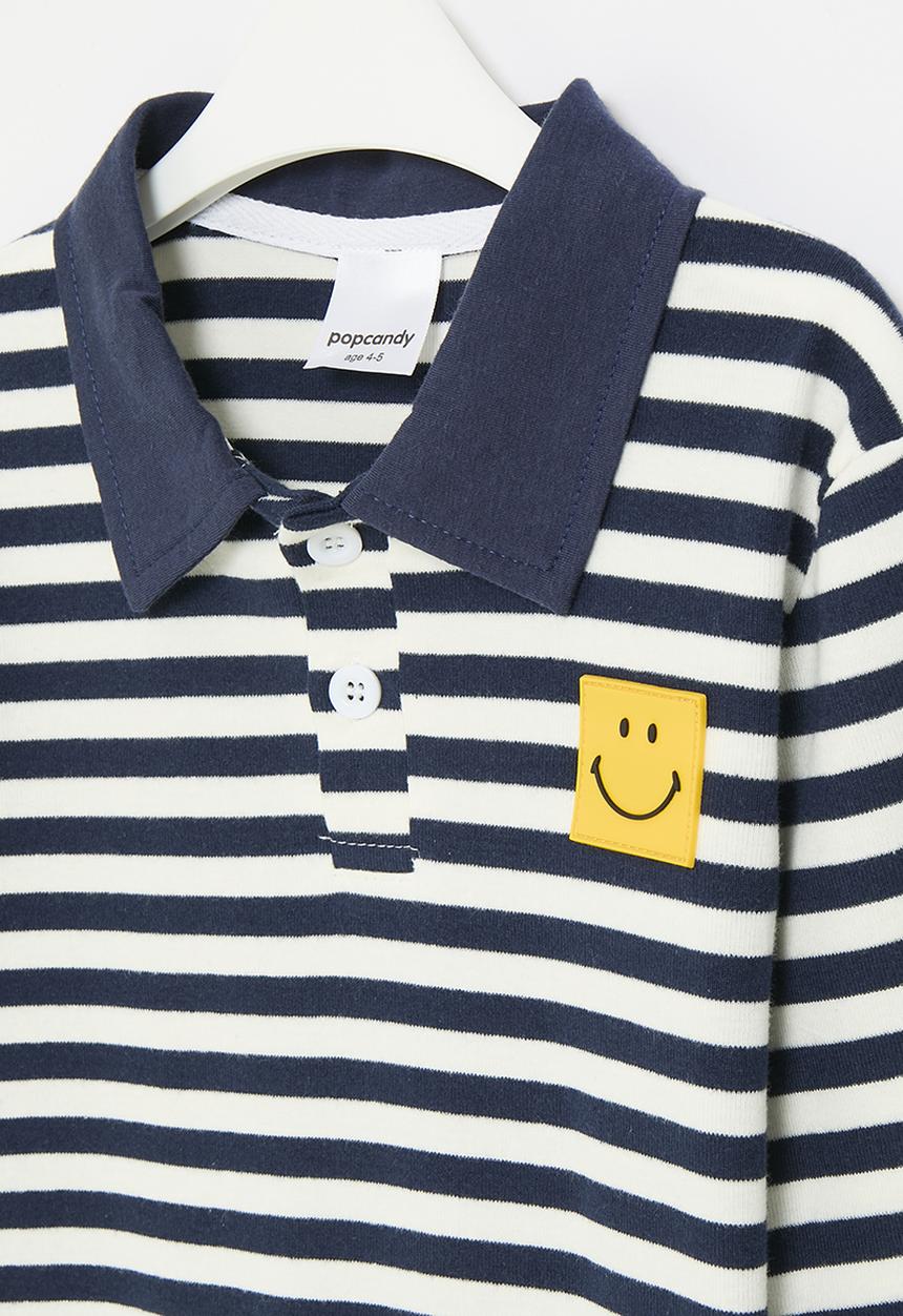 Pop Candy - Striped golf shirt - navy & white