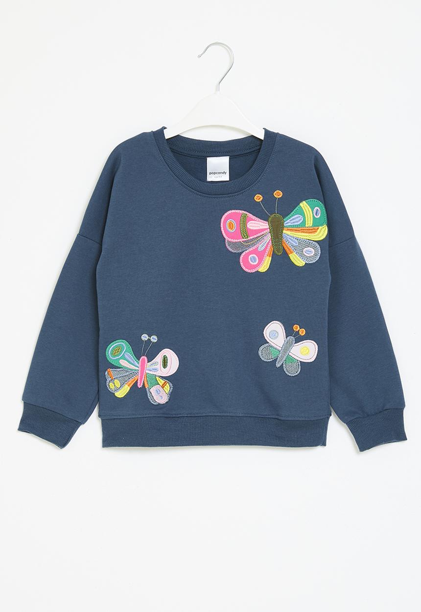 Pop Candy - Butterfly print sweat top - navy blue