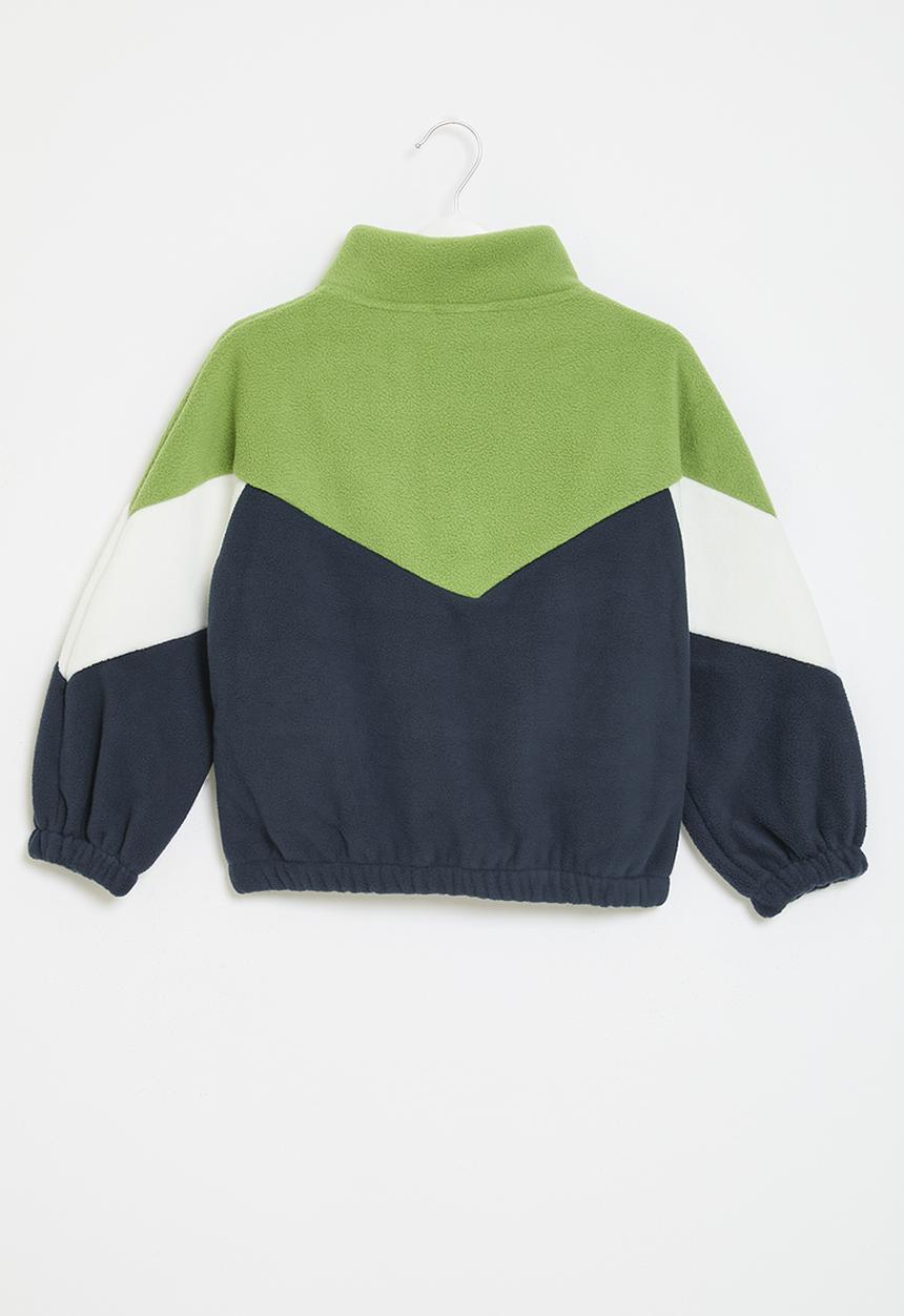 Pop Candy - Zip through colour block top - multi 