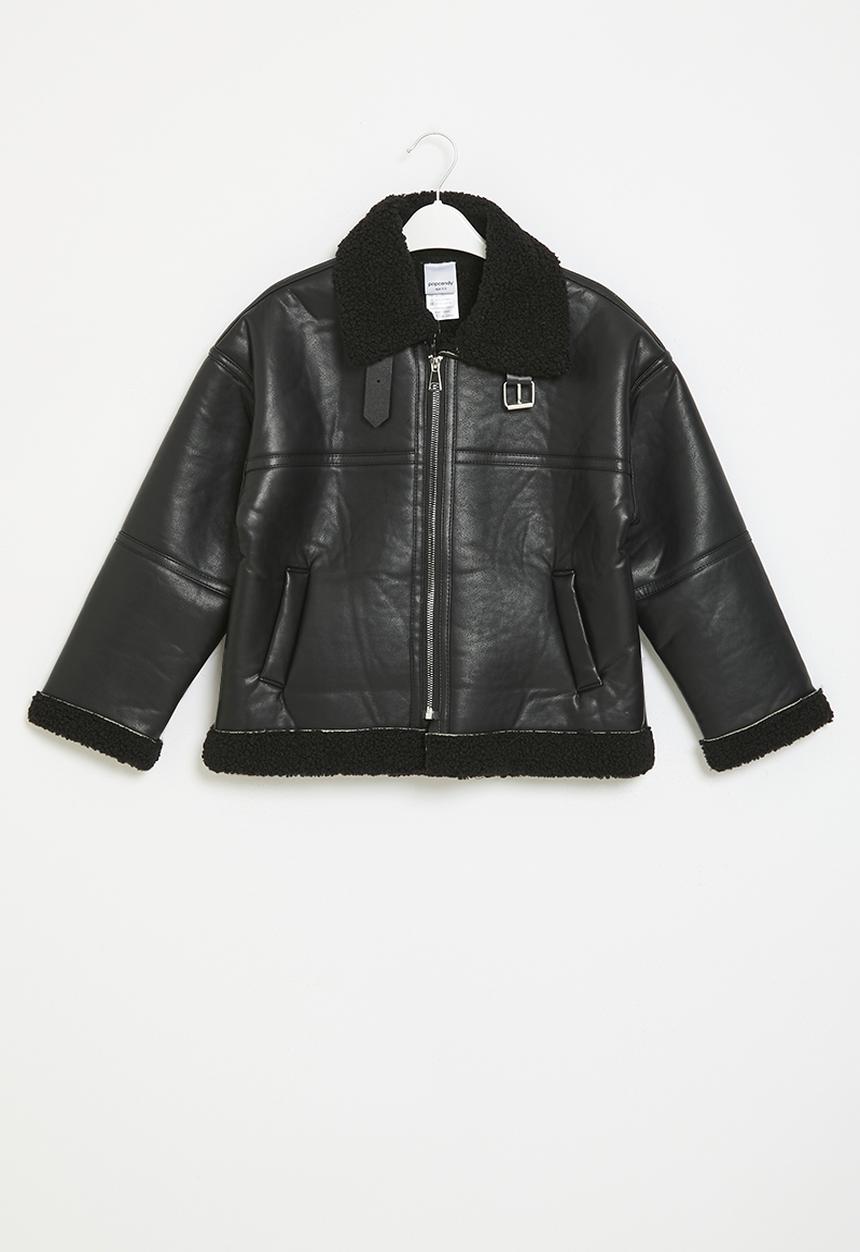 Pop Candy - Faux shearling jacket - black