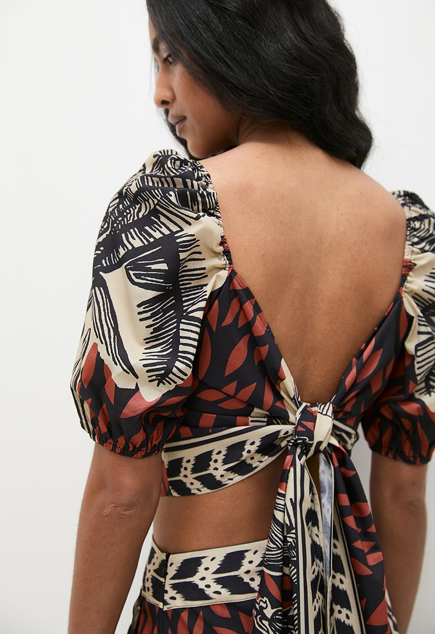 Superbalist - Square neck puff sleeve crop (co-ord) - print
