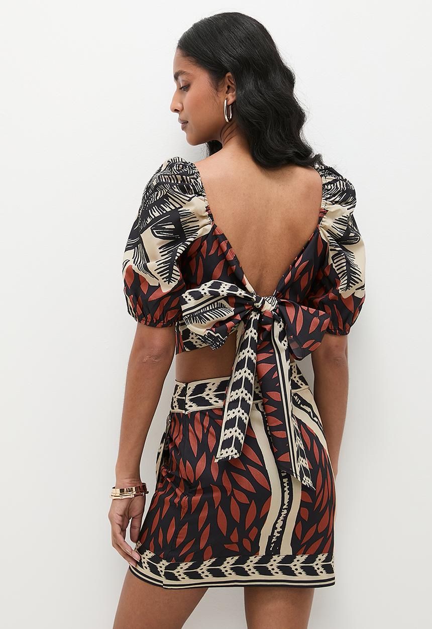 Superbalist - Square neck puff sleeve crop (co-ord) - print