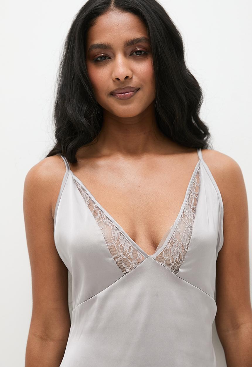 Superbalist - Lace inset slip - silver grey
