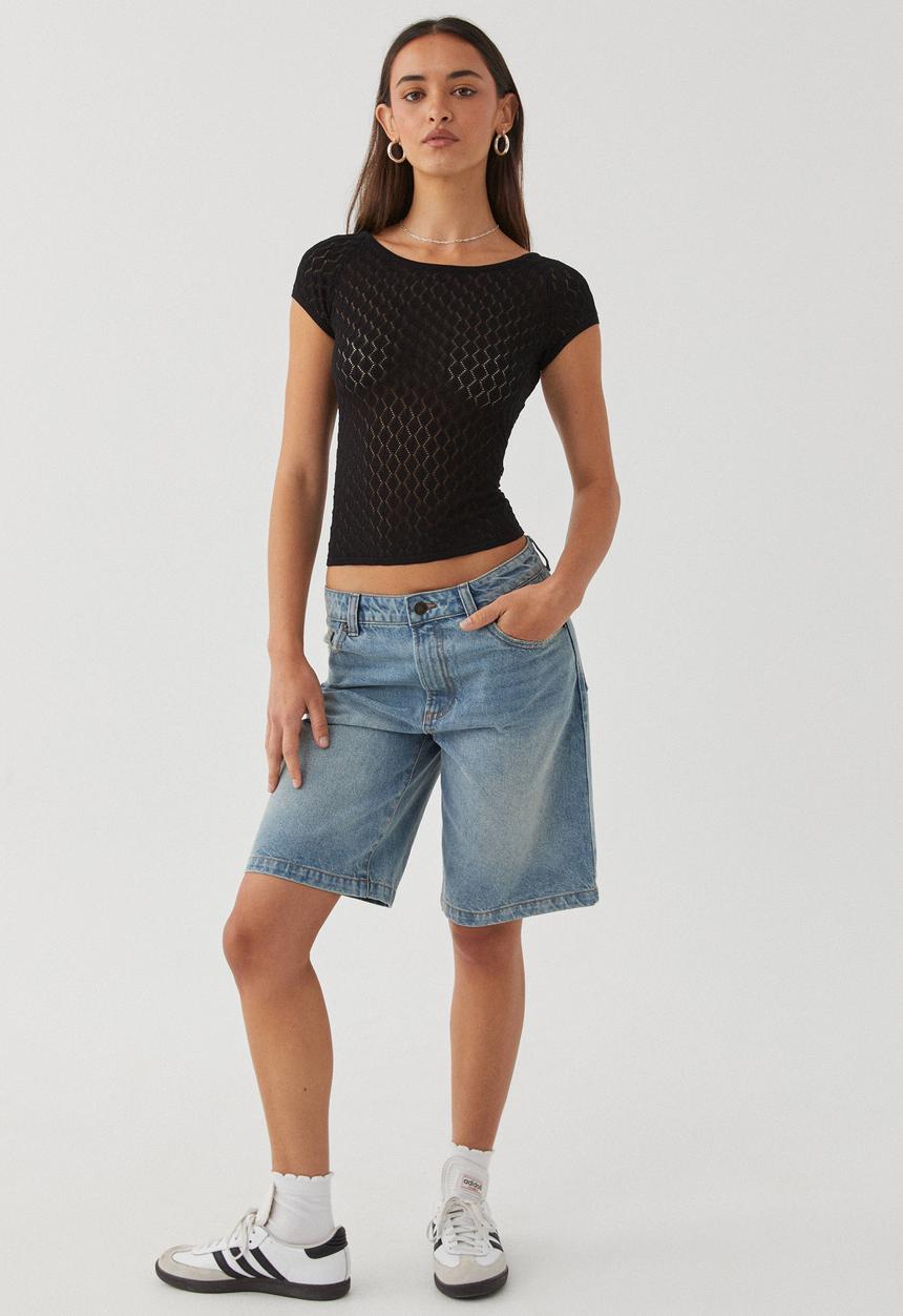 Supré  - Mischa Crochet Backless Tee - Black