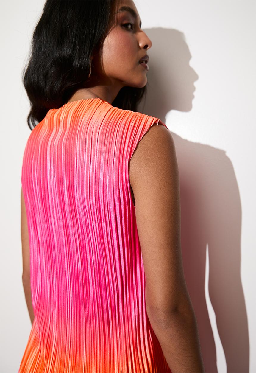 VELVET - Plisse sleeveless shell (co-ord)  - pink ombre