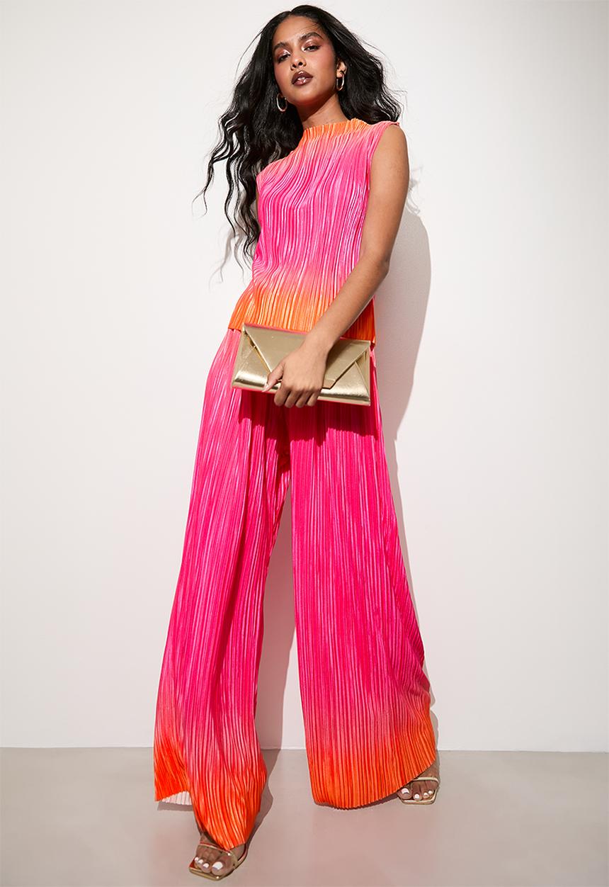 VELVET - Plisse sleeveless shell (co-ord)  - pink ombre