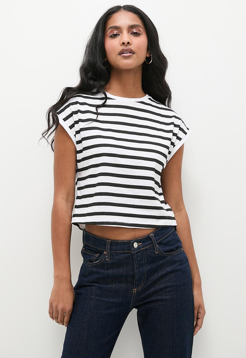 Superbalist - Grown on sleeve stripe top - black and white stripe