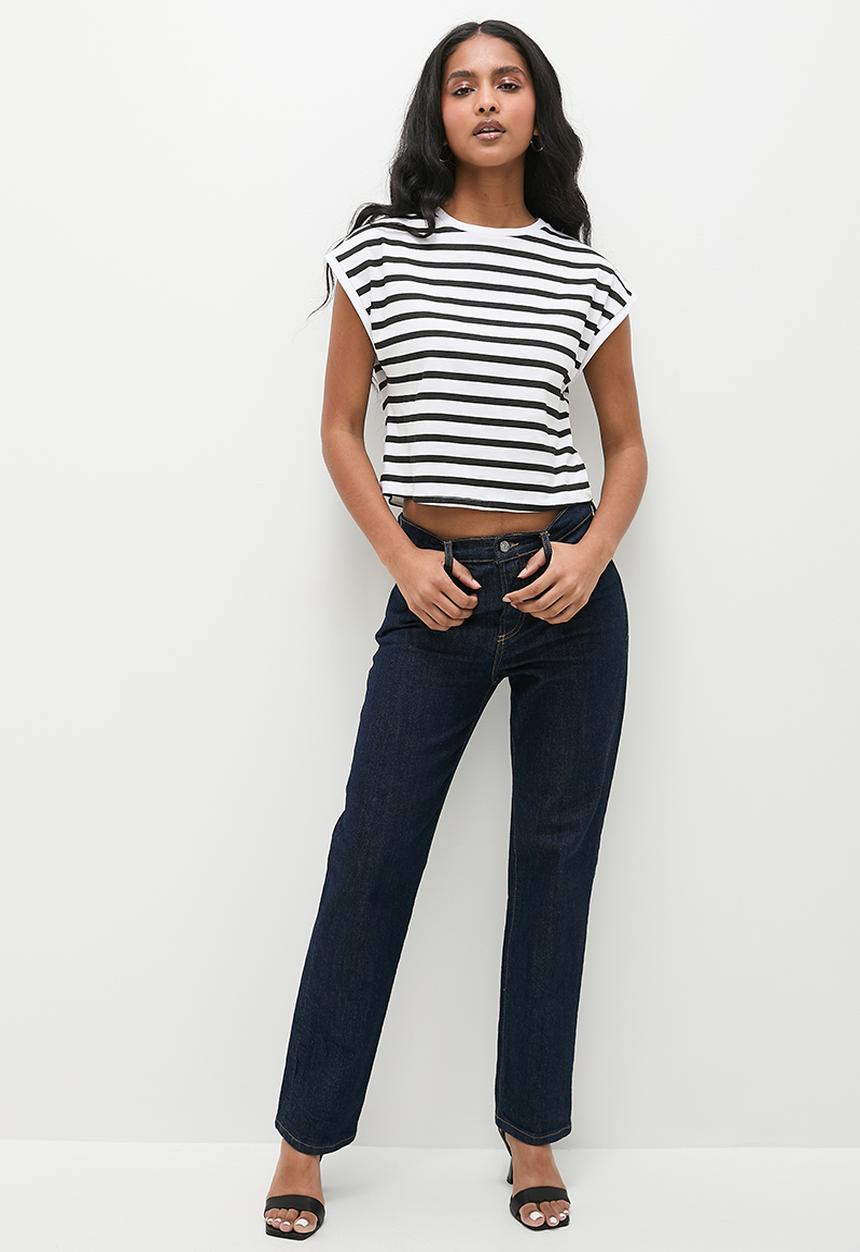 Superbalist - Grown on sleeve stripe top - black and white stripe