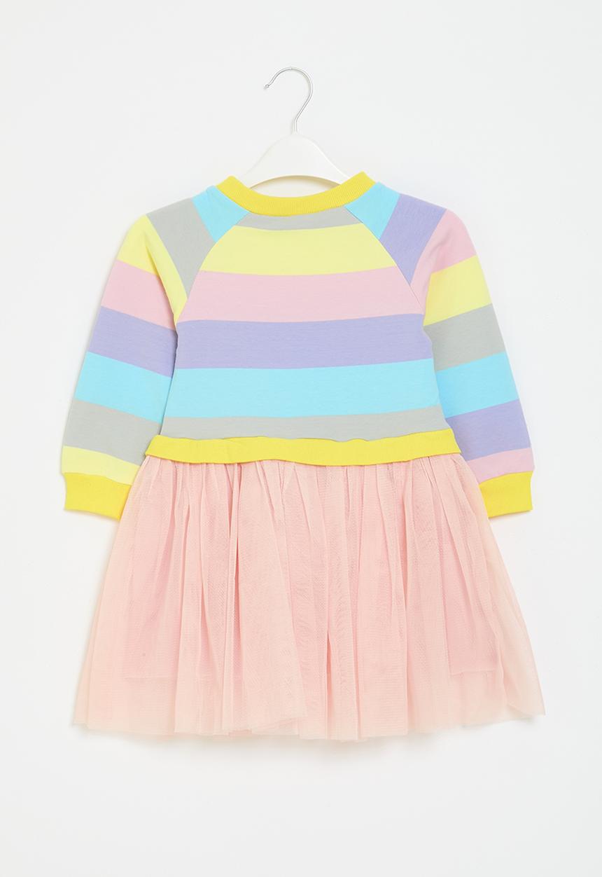Pop Candy - Striped sweat top and mesh dress - multi