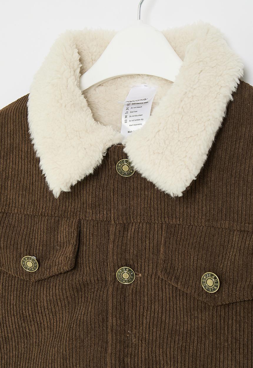Pop Candy - Shearling lined trucker jacket - brown